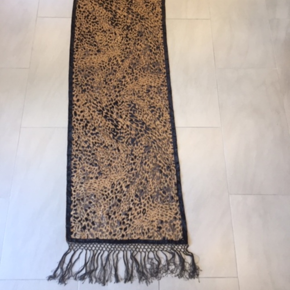 Leopard Animal Brown Velvet Sheer Rectangle Scarf